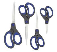 Rapesco 1578 Soft Grip Handle Scissors, Black/Blue, Set of 4