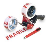 Rapesco 1618 Germ-Savvy Antibacterial 960 Packing Tape Dispenser with 2 ‘Fragile’ Packing Tapes