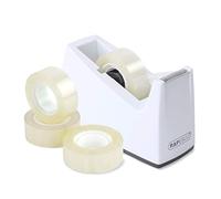 Rapesco 1620 300 Tape Dispenser for Rolls with 1" (25 mm) Core, Includes 4 Tape Rolls, White