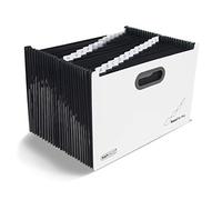 Rapesco 1622 SupaFile Plus 26-Part Desktop Expanding File Organiser, A4+ | Oversized to Fit Files and Folders up to 38.5 cm Wide, White with Black Dividers