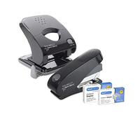 Rapesco 1623 ECO Luna Stapler, X5-40ps Hole Punch Set, Black | Includes 2000 Staples Type 24, Less Effort, Germ-Savvy Antibacterial Protection