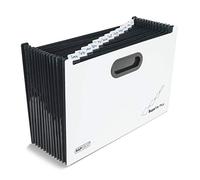 Rapesco 1624 SupaFile Plus 13-Part Desktop Expanding File Organiser Oversized to Fit Files and Folders up to 38.5 cm Wide, A4+, White with Black Dividers