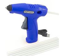 Rapesco 1635 G4-7 USB Cordless Hot Melt Glue Gun with 4V Battery, Blue | 6 Glue Sticks, Germ-Savvy Antibacterial Protection
