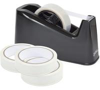 Rapesco 1639 Germ-Savvy Antibacterial, 500 Heavy Duty Tape Dispenser with 4 Rolls of Tape, Black