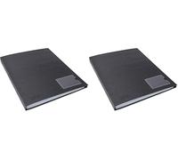 Rapesco 1651 Germ-Savvy Antibacterial, Hardcover Polypropylene Presentation Folder 50 Pockets A4, Black (Pack of 2)