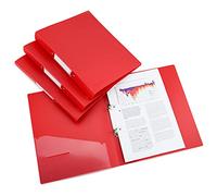 Rapesco 1661 2-Ring Binder with Antibacterial Protection, 35 mm Spine, A4, Red, Pack of 4