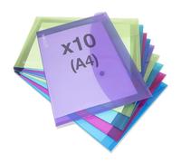 Rapesco 1665 Popper Wallets, A4+, Assorted Transparent Colours, Pack of 10