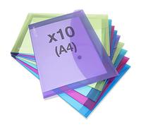 Rapesco 1665 Popper Wallets, A4+, Assorted Transparent Colours, Pack of 10