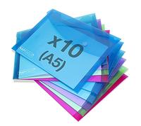 Rapesco 1679 ECO Recycled Popper Wallets, A5, Assorted Bright Transparent Colours, Pack of 10