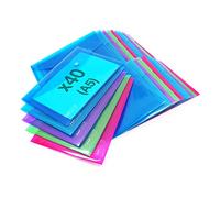 Rapesco 1680 ECO Recycled Popper Wallets, A5, Assorted Bright Transparent Colours, Pack of 40