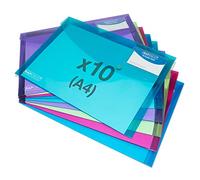 Rapesco 1681 ID Popper Wallet, A4+, Bright Transparent Colours, Pack of 10