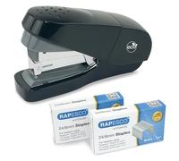 Rapesco 1688 ECO Less Effort Flat Clinch Stapler with 2000 Type 24/6mm Staples, 35 Sheet Capacity, Black