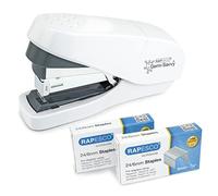 Rapesco 1689 ECO Less Effort Flat Clinch Stapler with 2000 Staples, White | 35 Sheet Capacity, Includes 2000 Type 24 / 6mm Staples