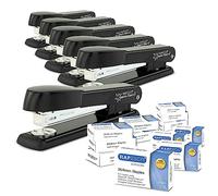 Rapesco 1733 Business Pack: 6 Germ-Savvy Antibacterial Marlin Staplers, 25 Sheet Capacity, and 12 Boxes of 1000 26/6 mm Staples, Black