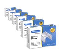 Rapesco 1735 Business Pack: 26/6mm (No.56) Galvanised Staples, 6 Boxes of 5000