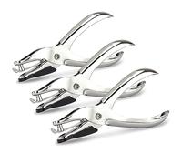 Rapesco 1739 Single Hole Paper Punch, 10 Sheet Capacity, Chrome, Pack of 3