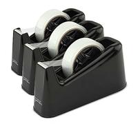Rapesco Tape Dispensers 1740 Business Pack – 3 Germ-Savvy 500 Heavy-Duty & 3 Clear Rolls, Black