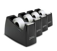 Rapesco 1741 Business Pack: 4 Germ-Savvy Antibacterial 300 Tape Dispensers and 4 Clear Tape Rolls, Black
