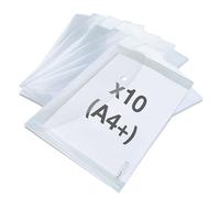 Rapesco 1816 ECO Popper Wallets, A4+, Clear Transparent, Pack of 10