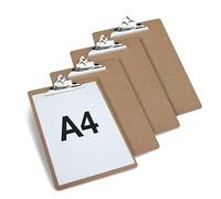 Rapesco 1821 Business Pack: 4 Heavy Duty Hardboard Clipboards, A4+, Brown