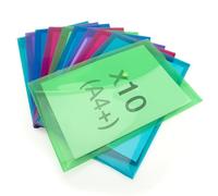 Rapesco 1825 ECO Recycled Popper Wallets, A4+, Assorted Bright Transparent Colours, Pack of 10