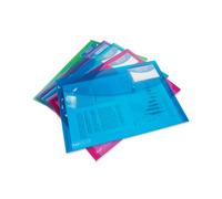 Rapesco Eco Recycled ID Popper Wallet Assorted Bright A4 Transparent (Pack of 5) 0700