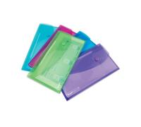 Rapesco Eco Recycled Popper Wallet DL Assorted Bright Transparent (Pack of 5) 0690