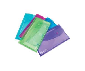 Rapesco Eco Recycled Popper Wallet DL Assorted Bright Transparent (Pack of 5) 0690