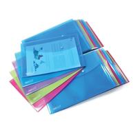 Rapesco Eco Recycled Popper Wallet A4+ Assorted Bright Transparent (Pack of 20) 1494