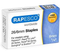 Rapesco Pack of 5 Boxes of 1000 Galvanised Staples 26/6 mm