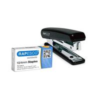 Rapesco PSE000AS Pocket Stapler with 1000 x 10/4 mm Staples, 12 Sheet Capacity, Random Assorted Colours, Manual