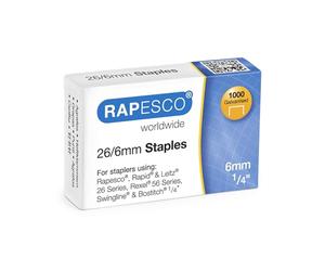 Rapesco S11661Z3 Type 26/6 mm Galvanised Staples, Pack of 1000 | Equivalent to Type No.56