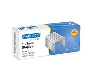 Rapesco S13080Z3 Type 13/8 mm Galvanised Tacker Staples, Pack of 5000