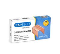 Rapesco S24600Z3 Type 24/6 mm Copper Plated Staples, Pack of 1000 | Galvanised, Equivalent to Type No.16