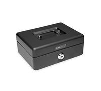 Rapesco SB0006B1 Metal Cash Box, Lock, 3 Keys, Removeable Tray, Size 6" | Black