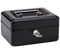 Rapesco SB0006B1 Metal Cash Box with Lock, 3 Keys and Removeable Tray, Size 6", Black
