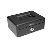 Rapesco SB0008B1 Metal Cash Box with Lock, 3 Keys and Removeable Tray, Size 8", Black