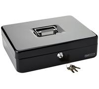 Rapesco SB0012B1 Metal Cash Box with Lock, 3 Keys and Removable Tray, Size 12", Black