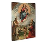 Raphael Madonna Of Foligno Classic Painting Canvas Wall Art Print Ready to Hang, Framed Picture for Living Room Bedroom Home Office Décor, 20x14 Inch (50x35 cm)