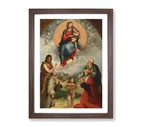 Raphael Madonna Of Foligno Classic Painting Framed Print | A2 Walnut Framed Wall Art | Ready to Hang | Classic Historical Picture | Living Room Bedroom Lounge Office