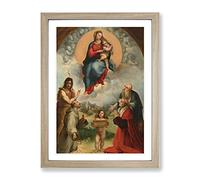 Raphael Madonna Of Foligno Classic Painting Framed Print | A4 Oak Framed Wall Art | Ready to Hang | Classic Historical Picture | Living Room Bedroom Lounge Office