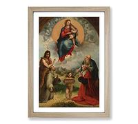 Raphael Madonna of Foligno Framed Print | A2 Oak Framed Wall Art | Ready to Hang | Modern Historical Picture | Living Room Bedroom Lounge Office