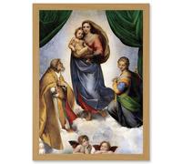 Raphael Sistine Madonna di San Sisto Old Master Painting Artwork Framed Wall Art Print A4 Artery8 Light Oak One Size