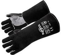 RAPICCA Fireplace Fire Pit Gloves, 662°F Fireproof Leather, 14in Black