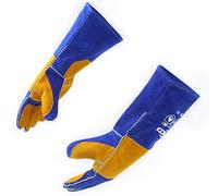 RAPICCA Welding Gloves for Men, 932°F Fireproof Leather, 16in Blue | For Stick, MIG & Flux-Core welding, forge and blacksmithing; also fireplace, log burner, wood burner, fire pit and dry ice.