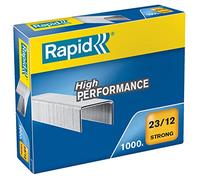 Rapid 23/12mm Strong Staples, For Stapling 60-90 Sheets, Use with Heavy Duty Staplers, Galvanised Wire, Box of 1000, 24870000