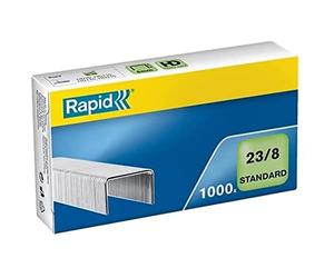 Rapid 23/8mm Standard Staples, For Stapling 10-40 Sheets, Use with Heavy Duty Staplers, Galvanised Wire, Box of 1000, 24869200