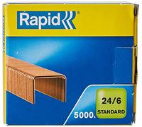 Rapid 24/6mm Standard Staples, For Stapling up to 20 Sheets, Use with Desktop and Electric Staplers, Copper Plated, Box of 5000, 24860000