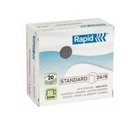 Rapid 24/6mm Standard Staples, For Stapling up to 20 Sheets, Use with Desktop and Electric Staplers, Galvanised Wire, Box of 5000, 24859800