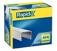 Rapid 24/6mm Standard Staples, For Stapling up to 20 Sheets, Use with Desktop and Electric Staplers, Galvanised Wire, Box of 5000, 24859800